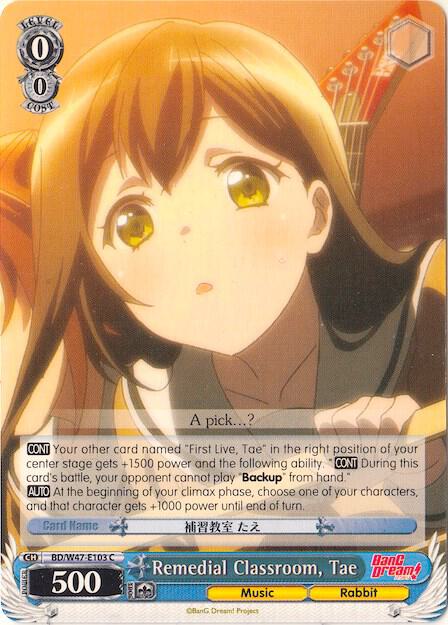 Remedial Classroom, Tae