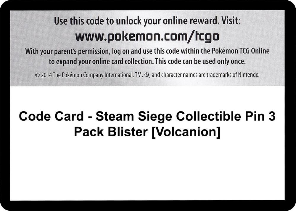 Code Card - Steam Siege Collectible Pin 3 Pack Blister [Volcanion]